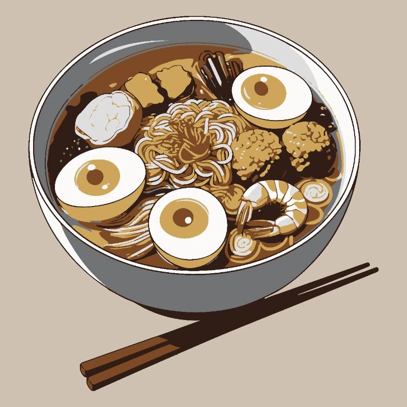 Ramen Eier Bowl Illustration