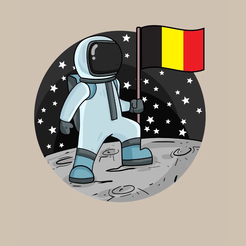Astronaute avec drapeau belge dans l’espace