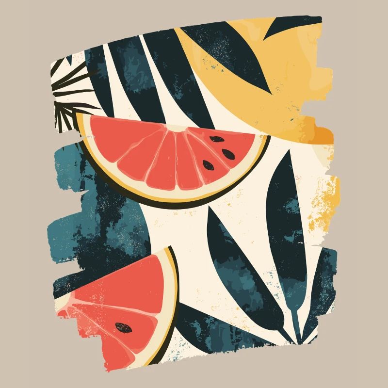 Pastèque d’été et palmiers