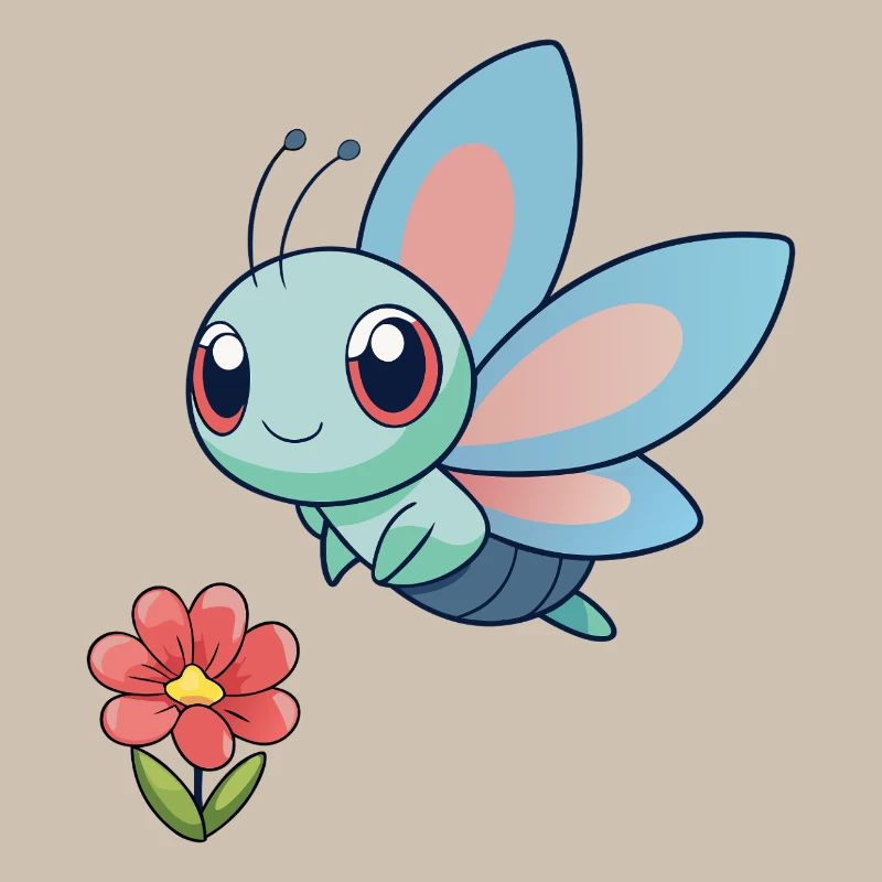 Bébé libellule colorée proche d'une fleur