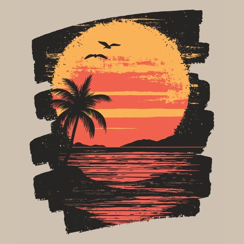 Beach Palm Trees Sunset Summer