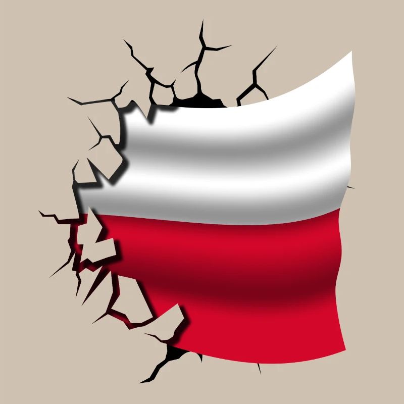 Drapeau de la Pologne - Pologne - Drapeau Broken Design