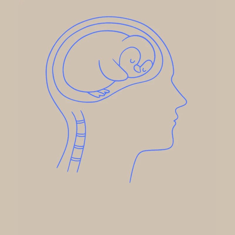 Minimalist Penguin Brain Silhouette