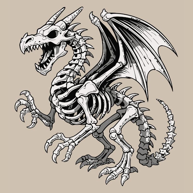 Celestial Dragon Skeleton Illustration
