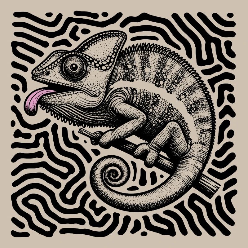 Chameleon Psychedelic Maze Art