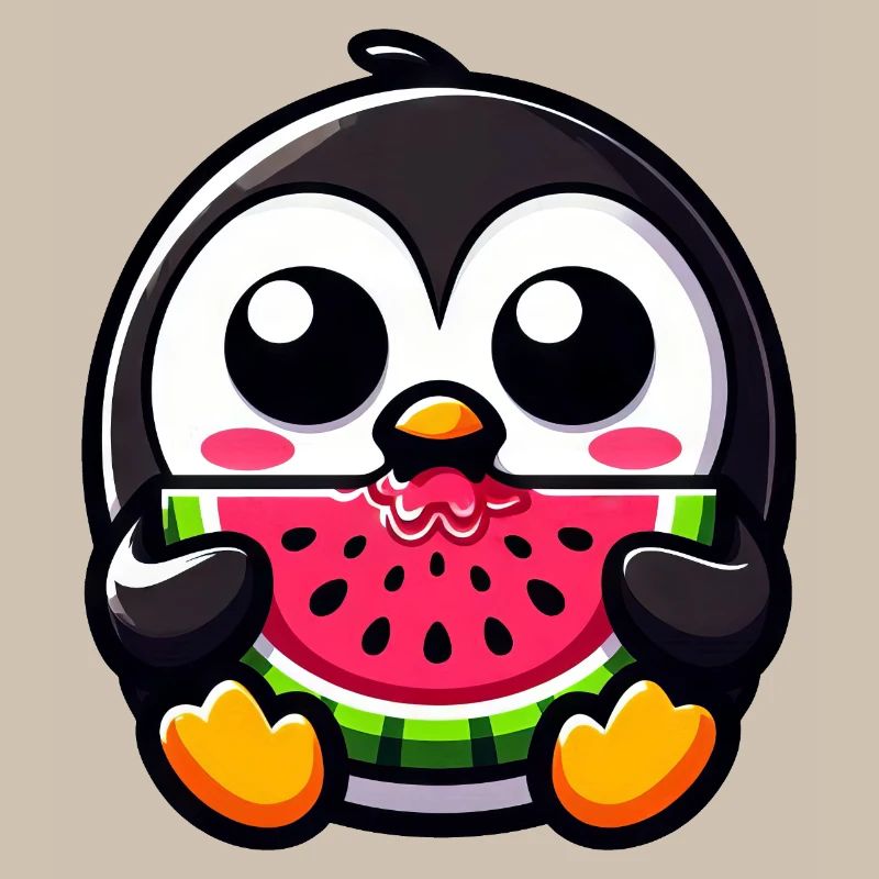 Pingouin mignon avec Melon Chibi Fruit Sweet