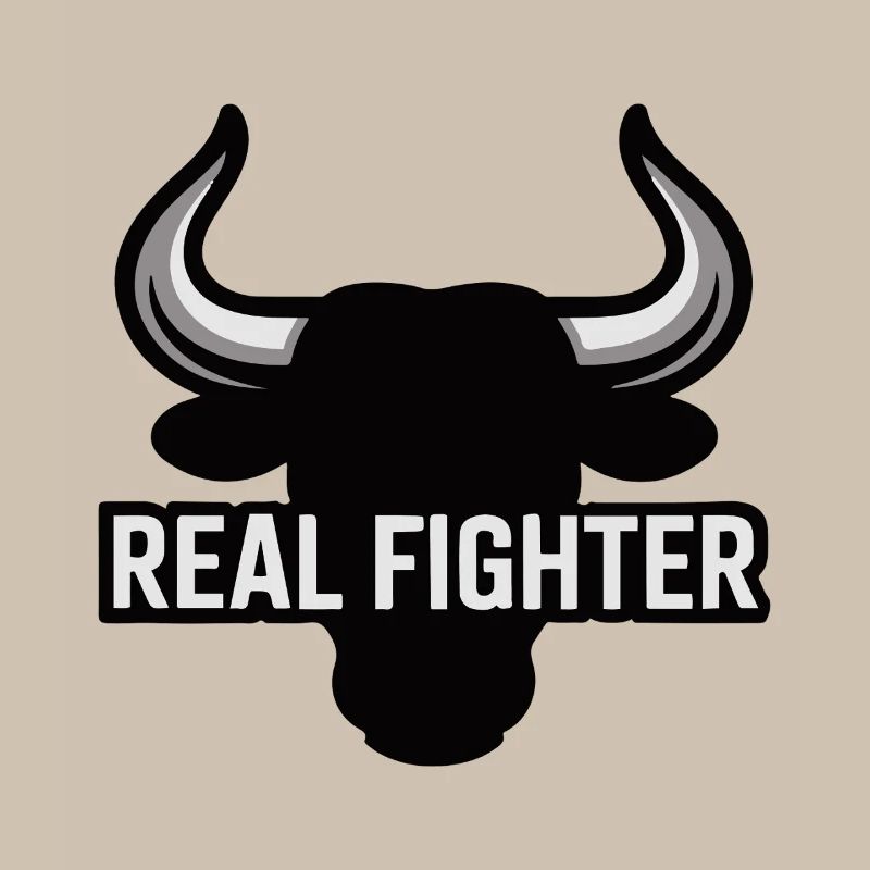 Bold Bull Skull with Real Fighter Text
