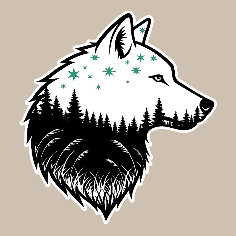 Wolf Silhouette Nachtwald Design