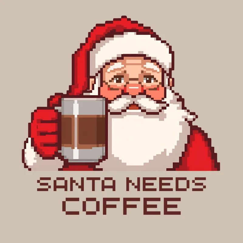 Pixel Santa – Santa Needs Coffee