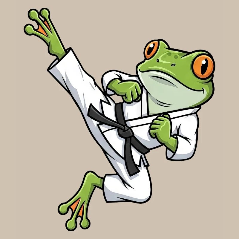 Whimsical Frog Toad Toad Karate Martial Arts