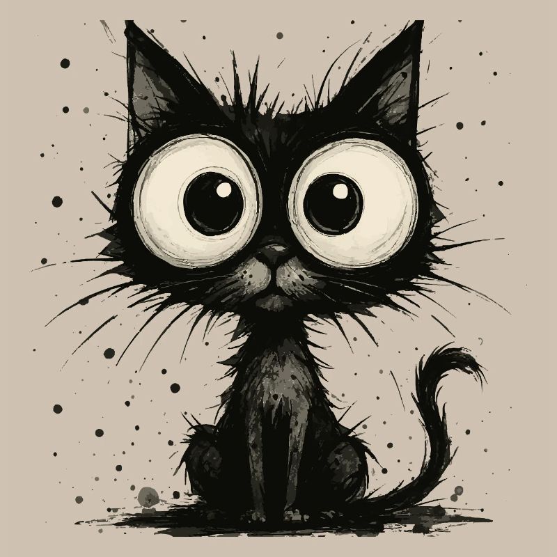 Funny black cat with big eyes – splash