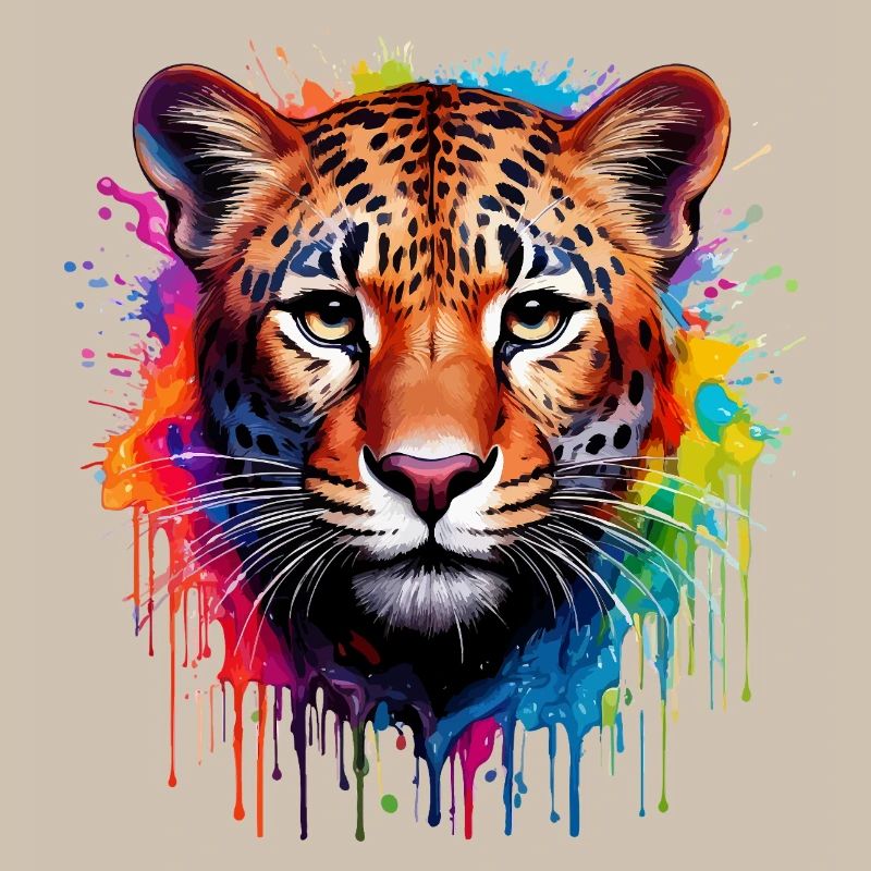 Leopard Farbexplosion Aquarell