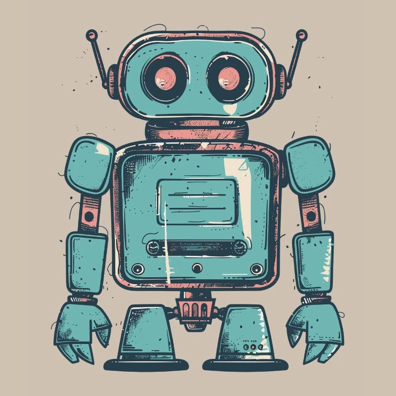 Dessin de robot sarcelle rétro