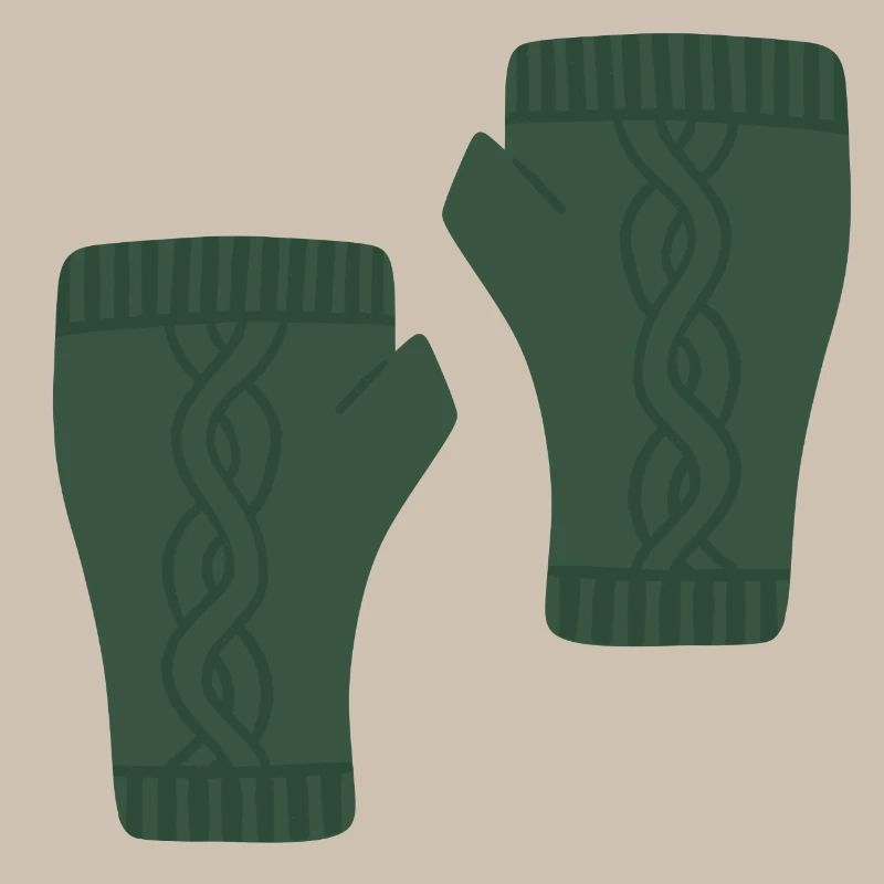 Green Cable Knit Pattern Fingerless Gloves