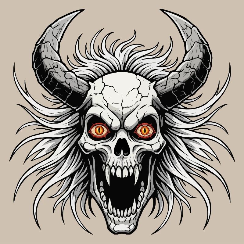Devil skull with horns