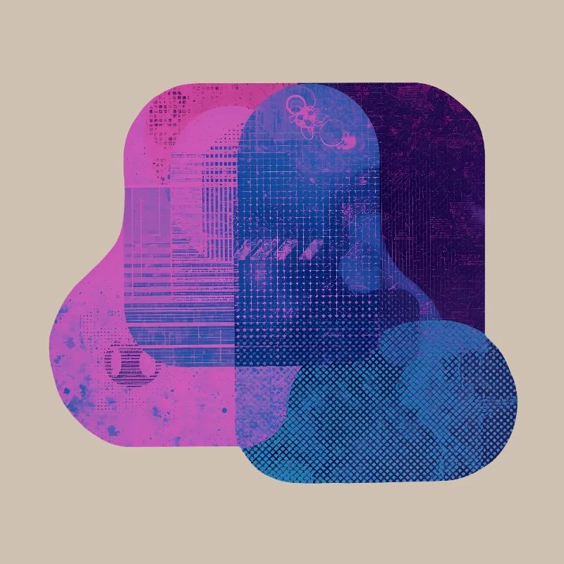 Couches techniques abstraites — Art numérique bleu et rose