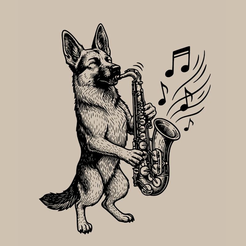 Saxophon Deutscher Schäferhund Kunst