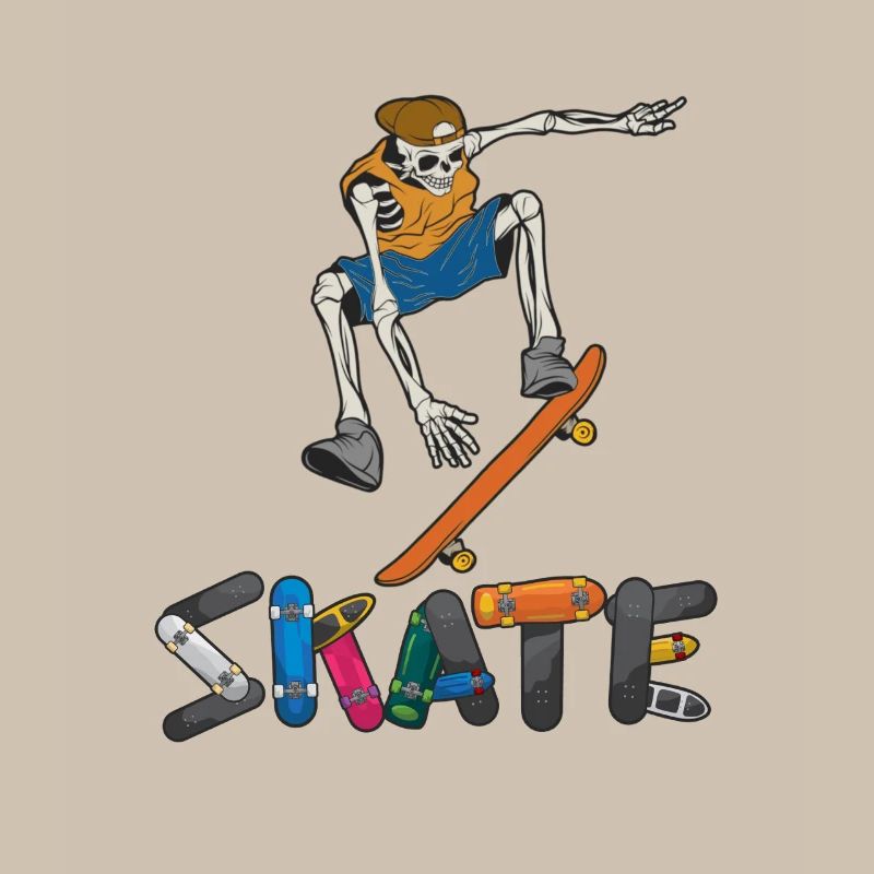 Conception d’exercice de patin de skateboard squelette coloré