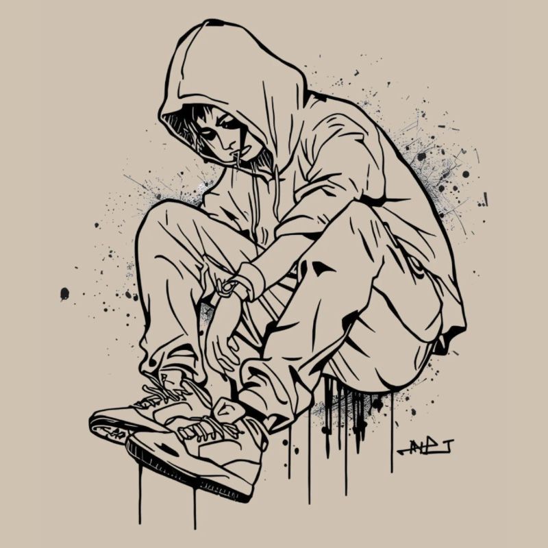 Silhouette Kapuzenpullover Graffiti