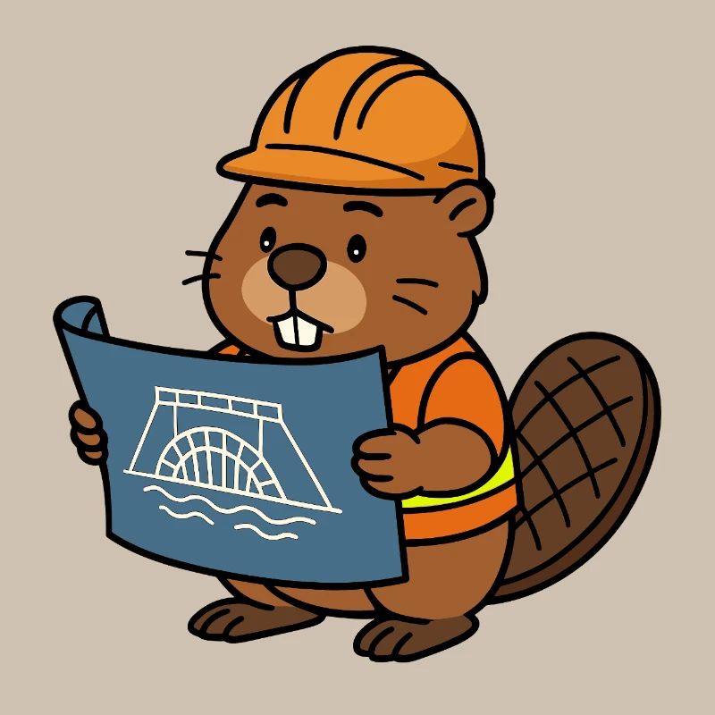Beaver Ouvrier du bâtiment Bob Maître constructeur Plan Construction Barrage