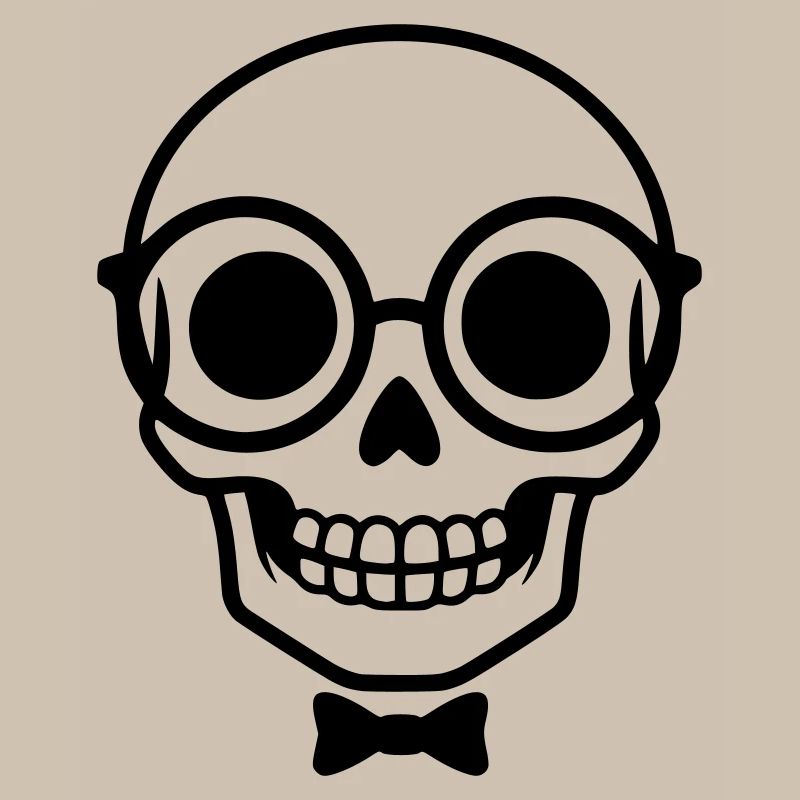 Nerd skull with glasses & bow tie