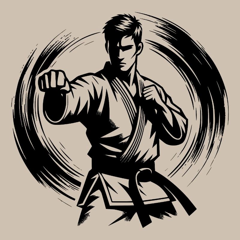 Silhouette de Karaté Parfaite en Combat Dynamique