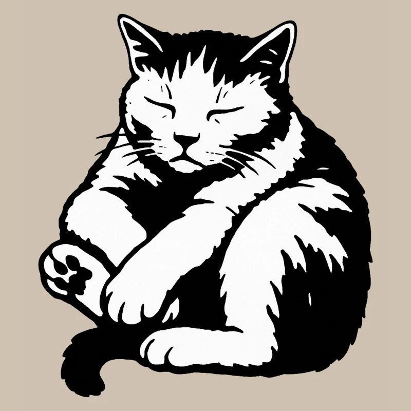 Silhouette du chat endormi