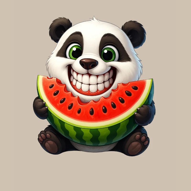 Dessin animé d’été panda melon mignon Fruit Joy