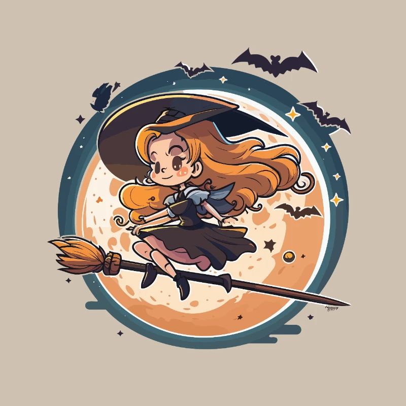 Moonlight Witch on Broom