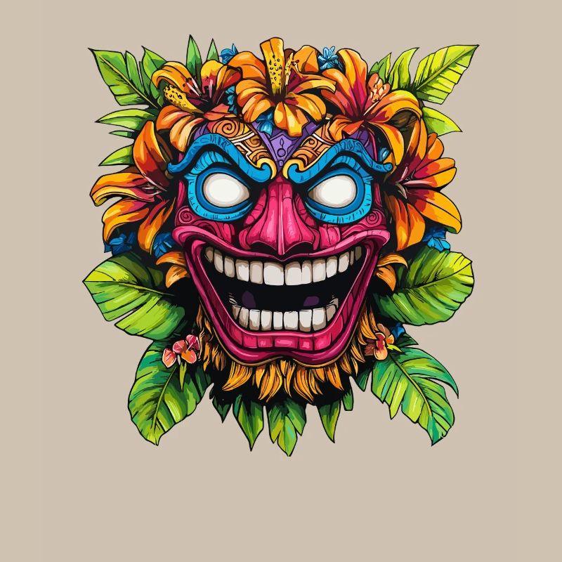 Explosion de couleurs du masque de fleurs Tiki