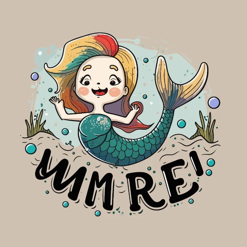 Rainbow Mermaid Splash Illustration
