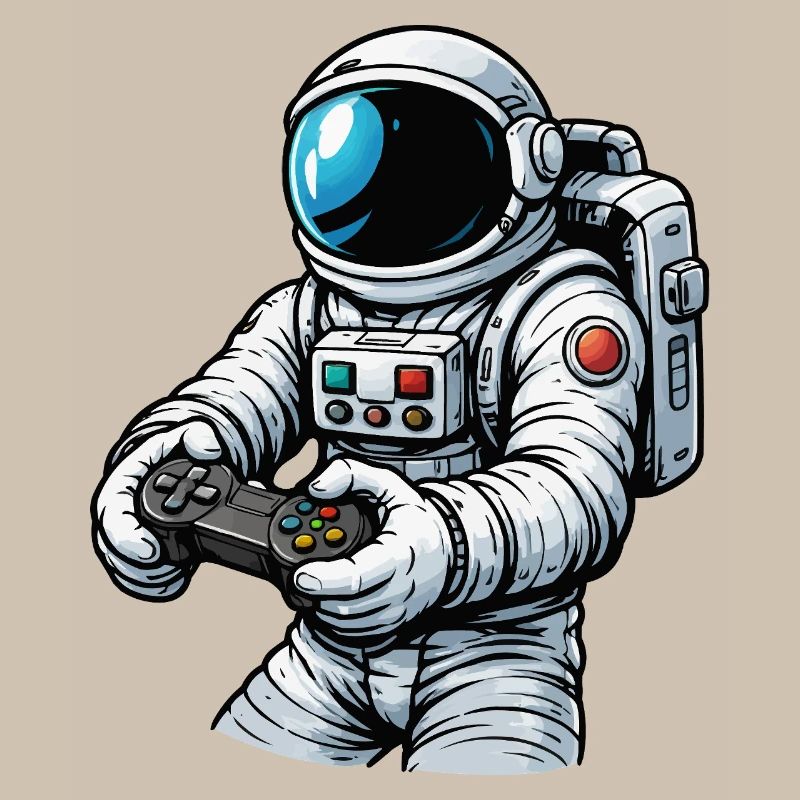 Astronaute avec manette de jeu