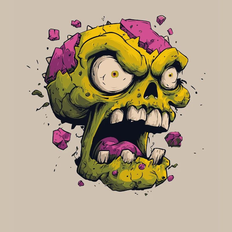 Exploding Skull – Comic Horror Motif