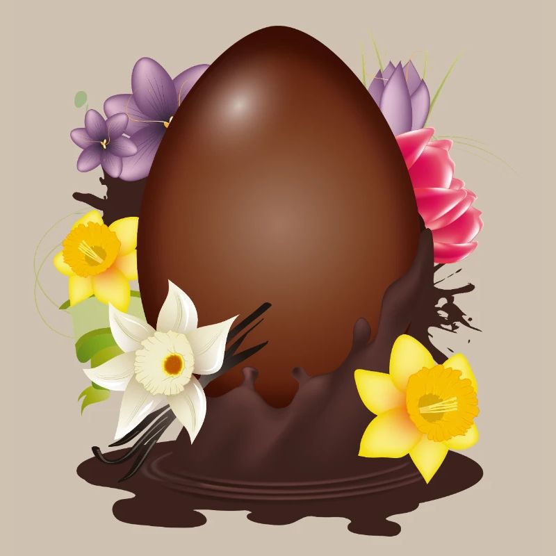 Œuf de Pâques en chocolat avec fleurs et vanille