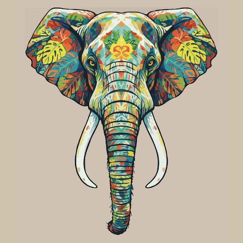 Éléphant fleur coloré