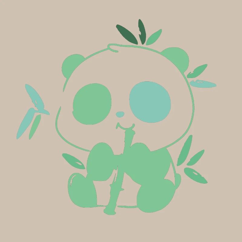 Panda with bamboo – delicate illustration