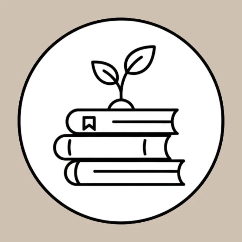 Minimalist Book Stack with Plant Cozy Reading