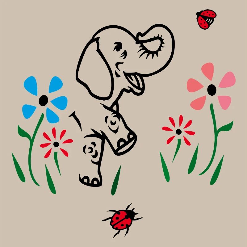 Elefant auf einer Blumenwiese