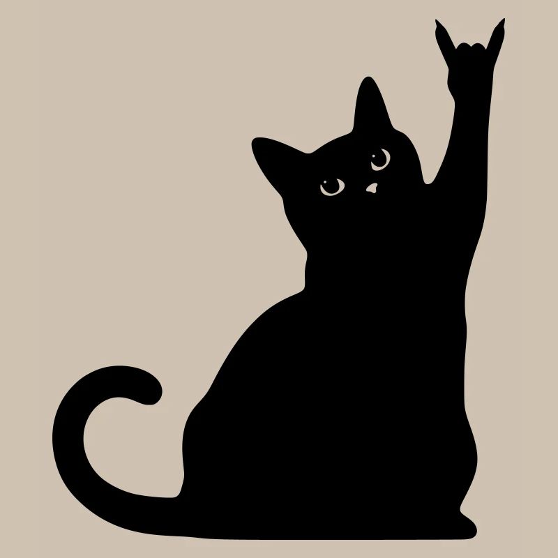 Black Cat – Devil Horns Silhouette