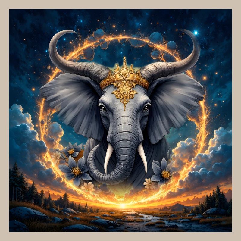 Éléphant Céleste à la Couronne d’Or