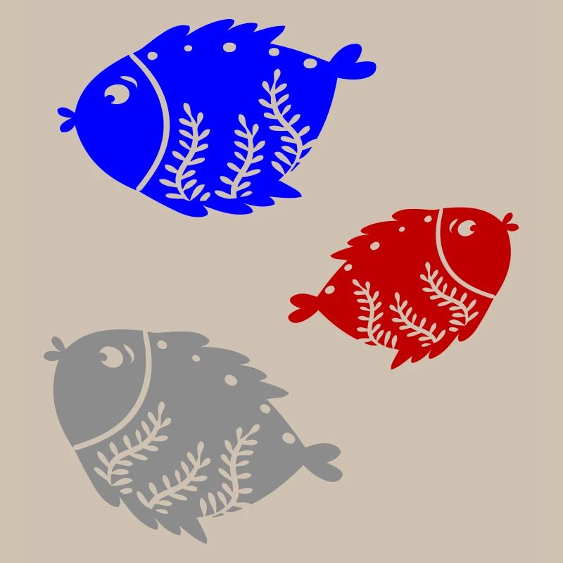 Three colored fish