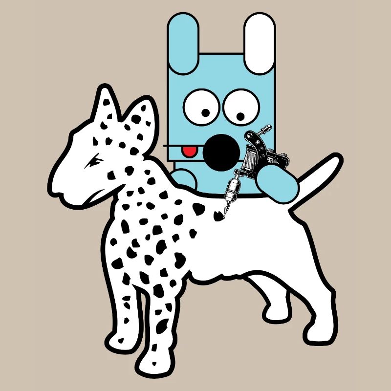 Blauer Bot-Hund mit Spritze