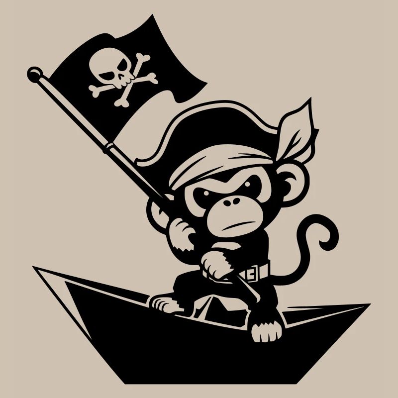Pirate monkey in paper boat