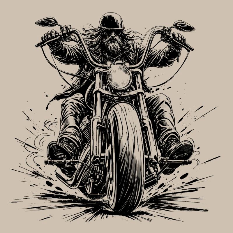 Chopperfahrer frontal im Comic-Stil