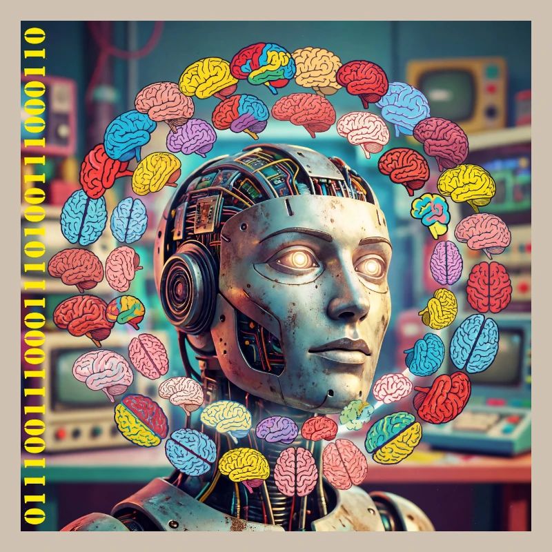 Android with brain satellites