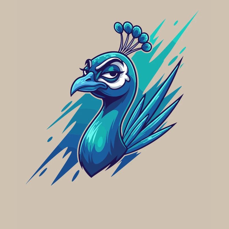 Neon Blue Peacock Head