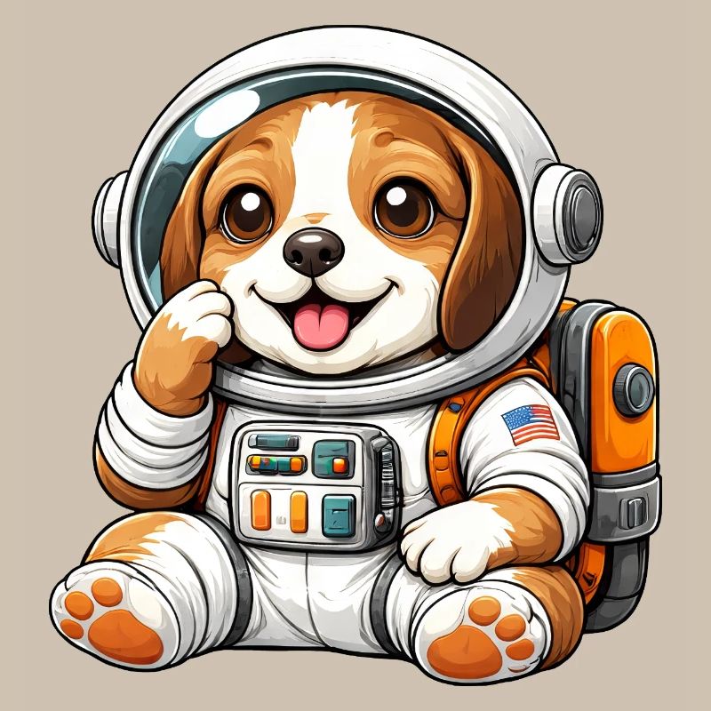 Cute Beagle Astronaut Space Explorer Cartoon