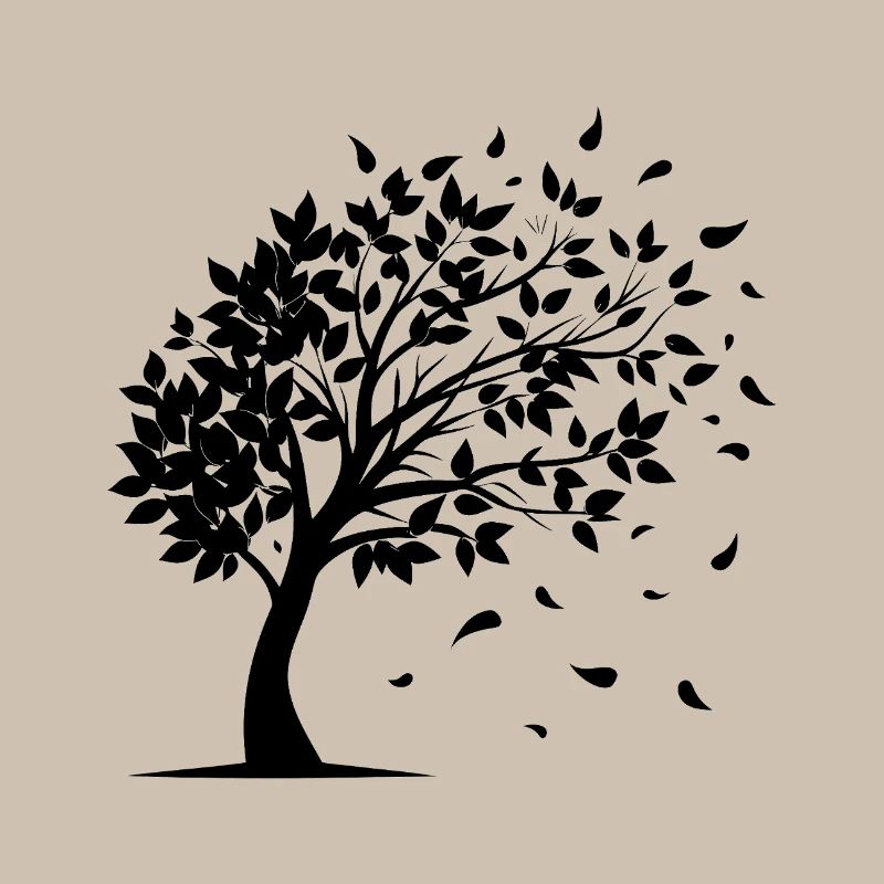 Wind Blowing Leaves Off Tree