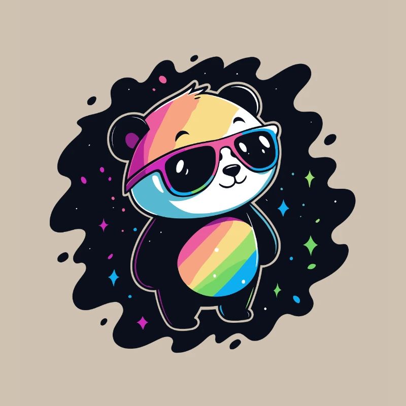 Panda arc-en-ciel galaxie lunettes cool