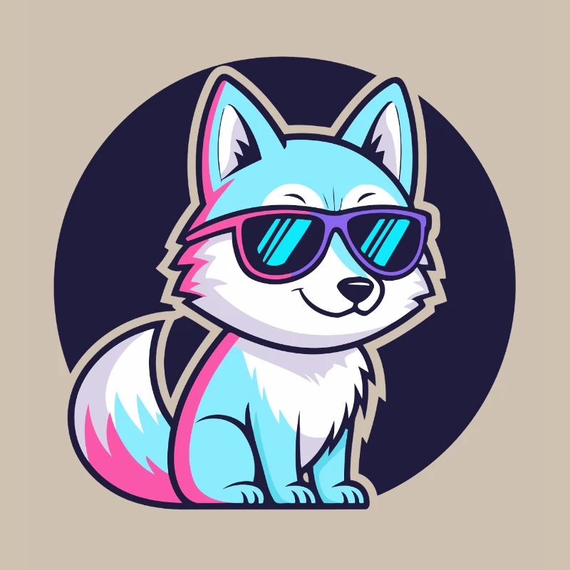 Neonfuchs mit Brille